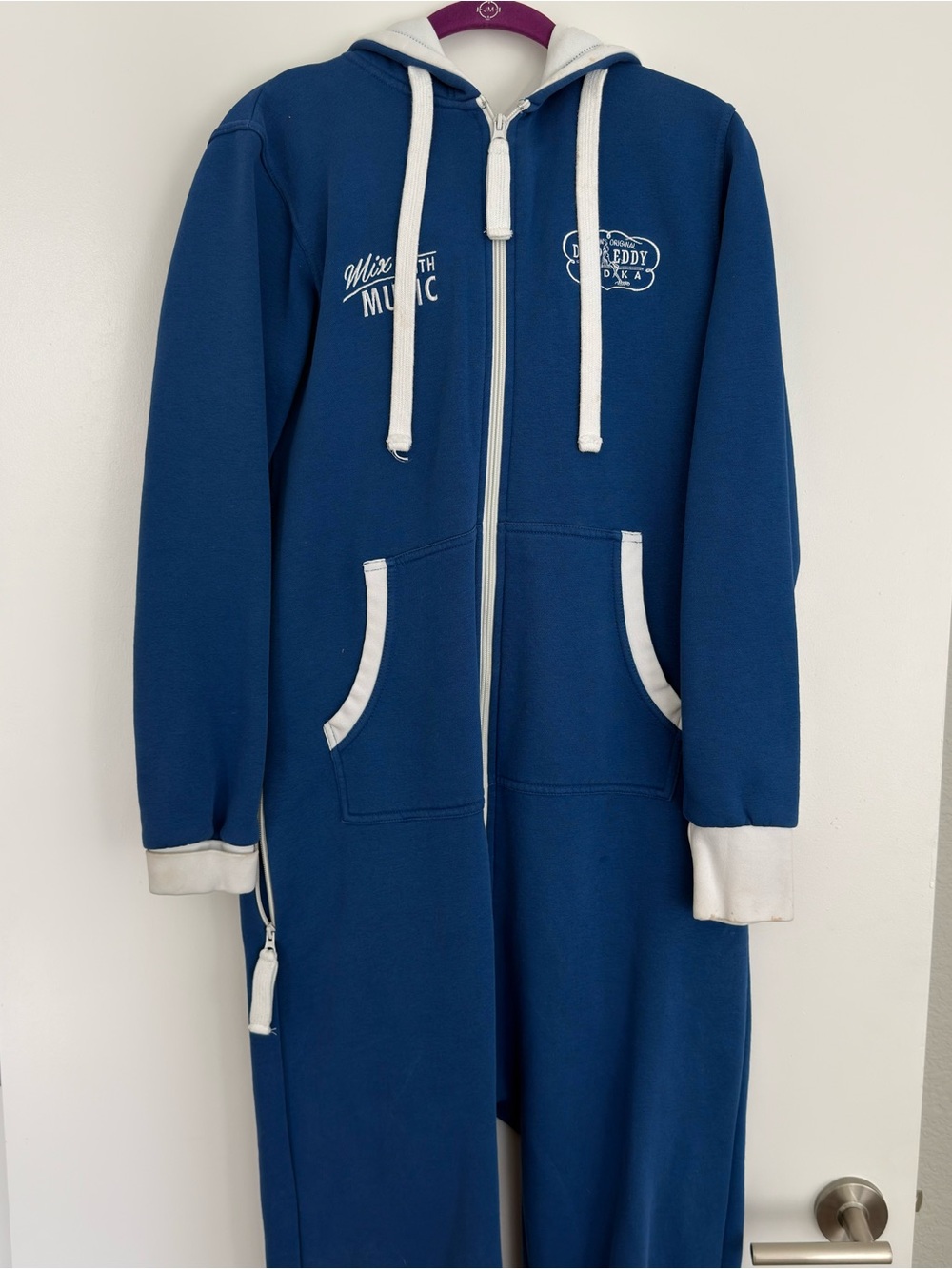 Deep Eddy Vodka Men's Blue Hooded Zip-Up Sleep Sack Onesie
